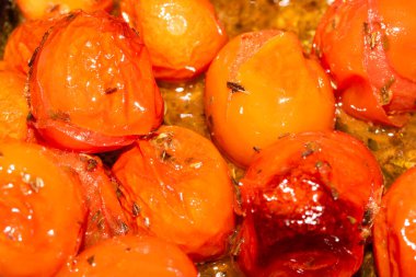 Bebek Domatesler Kızartılıyor Tabakta Kızartılmış