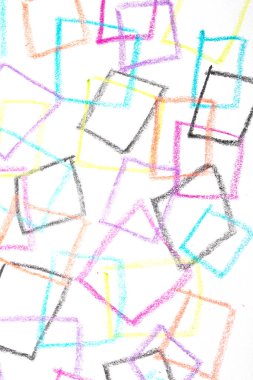 Pastel Petrol Kalemi Çok Renkli Gökkuşağı Geometrik Üçgenler Çocuk Çizim Arkaplanı Gibi Karesini Kareler