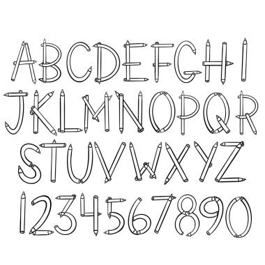 Kalem Kalemi Yazı Tipi Harfi ABC Yazı Tipi Çizim Çizimi