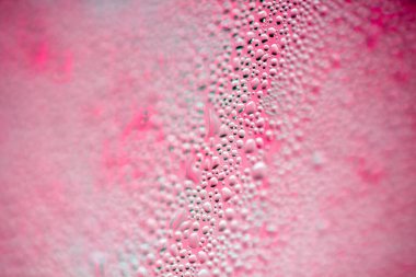 Su Yoğunlaşması Küçük Baloncuklar Cam Pencerede Nem Soyut Arkaplanı Kapat