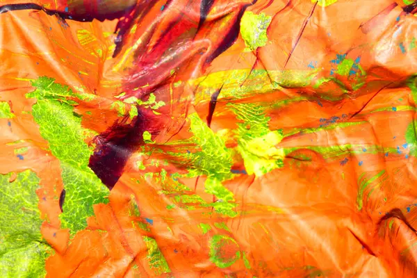 Kalın soyut boya yüzeyi, ağır desenli, grafitiye benzeyen gerçek turuncu arka plan çizilmiş.