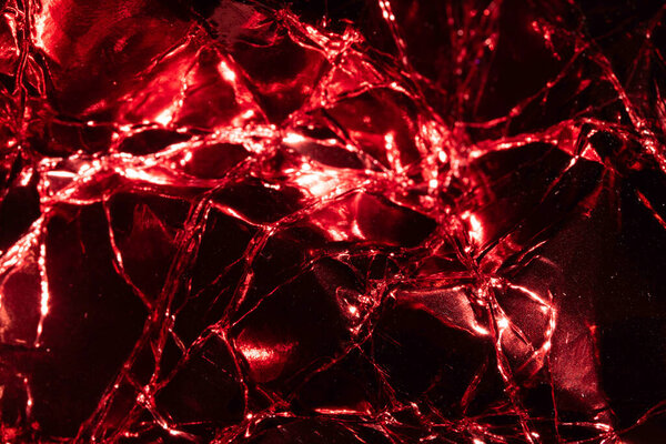 Red Metallic Background Shiny Foil Luxurious Shine Glowing Geometric Shapes