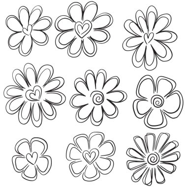 Çiçek başlıkları illüstrasyon vektör yapraklarına tırmanıyor