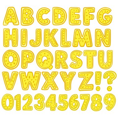 ABC karikatür vektör metni içeren Citrus meyve tipografi yazı tipi