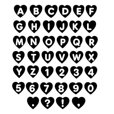 Love Hearts tipografi yazı tipi ABC çizgi film vektör metni