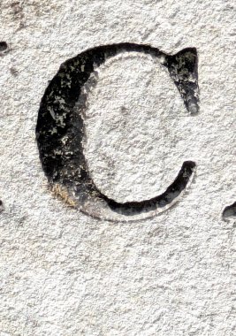 Sıkıntılı Durum Tipografisi ile Yazılan Sözcükler Ransom Yazı Tipi Harfi C bulundu