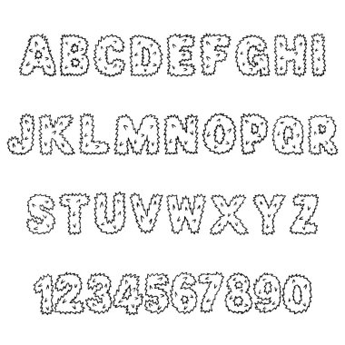 Dikenli Kürklü yazı tipi ABC çizgi film vektör metni