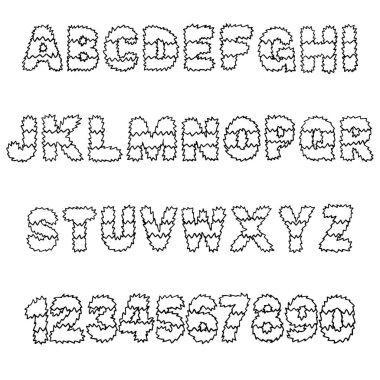 Çizgili Arı Furry Font tipografisi ABC karikatür vektör metni