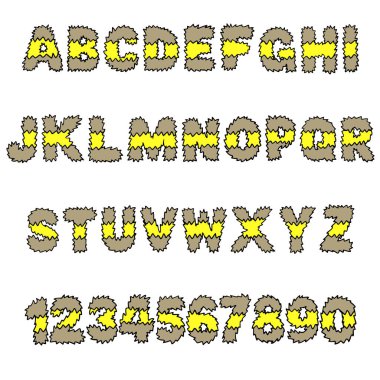 Çizgili Arı Furry Font tipografisi ABC karikatür vektör metni