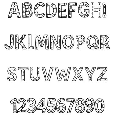 Oyuncak Robot yazı tipi ABC çizgi film vektör metni