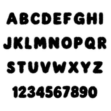 Yumuşak tüylü kürk yazı tipi ABC çizgi film vektör metni