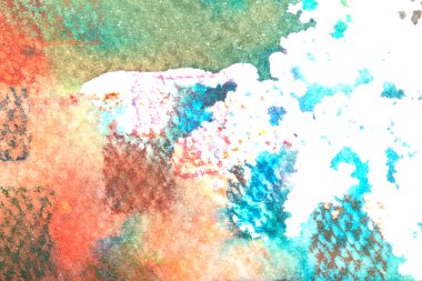 Gökkuşağı suluboya boya lekeleri ve dairelerin Beyaz Arkaplan 'da canlı patlaması