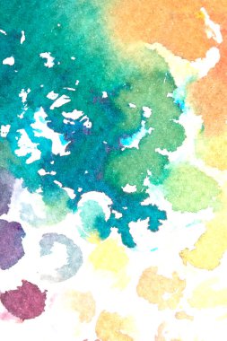 Gökkuşağı suluboya boya lekeleri ve dairelerin Beyaz Arkaplan 'da canlı patlaması