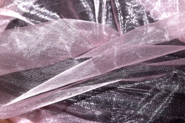 Arkaplan için hassas dalgalar halinde pembe organza ipek kumaşını kapat