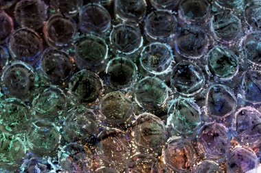 Parlak plastik ve baloncukların özet arka planı, parlak bilim kurgu tarzı doku arkaplanını tarıyor