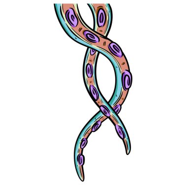 Sevimli ahtapot dokunaçları karakter maskotu çizimi