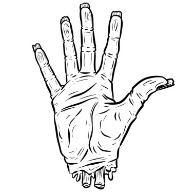 Çizgi film Zombi Ölümsüz Çürümüş El Sembol Çizimi Yapıyor