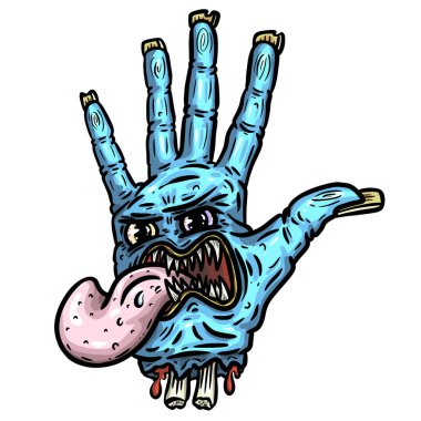 Zombi eli. Canavar elin vektör çizimi. Çizgi film biçimi.