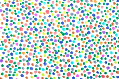 Polka Noktası Benekli Çemberde Çocuklar Keçeli Kalem Ucu Gökkuşağı Arkaplanı