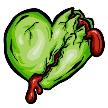 Çizgi film Zombi Ölü Kalp Kırık Aşk Çizimi