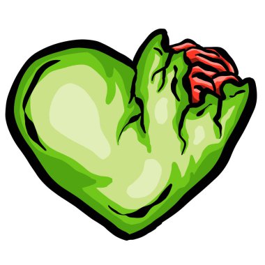 Çizgi film Zombi Ölü Kalp Kırık Aşk Çizimi