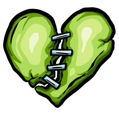 Çizgi film Zombi Ölü Kalp Kırık Aşk Çizimi