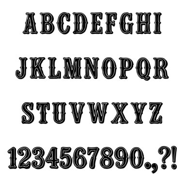 Vahşi Batı Alfabesi harfli ABC Kovboy Metin Yazı Tipi