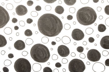 El çizimi kalem çemberini kapatın. Beyaz arkaplandaki noktalar ve noktalar.