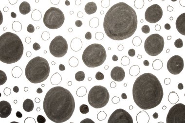 El çizimi kalem çemberini kapatın. Beyaz arkaplandaki noktalar ve noktalar.