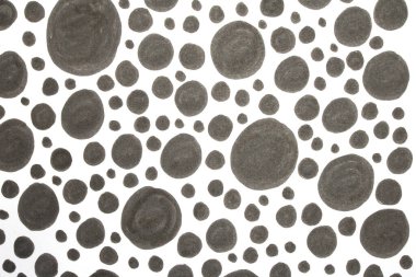 El çizimi kalem çemberini kapatın. Beyaz arkaplandaki noktalar ve noktalar.