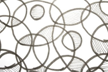 El yapımı keçeli kalem karalaması. Arkaplan için siyah noktalar ve girdaplar.