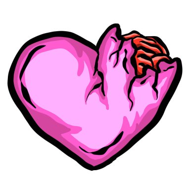 Çizgi film Zombi Ölü Kalp Kırık Aşk Çizimi