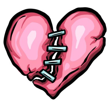 Çizgi film Zombi Ölü Kalp Kırık Aşk Çizimi