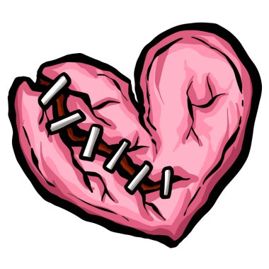 Çizgi film Zombi Ölü Kalp Kırık Aşk Çizimi