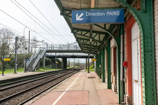 Estación Sncf Cerrada Línea Paris Havre Dirección Señalización París Bajo — Foto de Stock