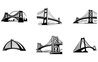 Köprülerin silueti, vektör rahatsızlığı, Golden Gate Köprüsü,