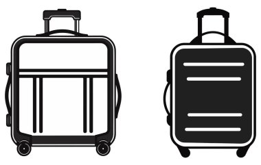 Bagaj silueti, Suitcase simgesi. seyahat bagaj vektörü simgesi