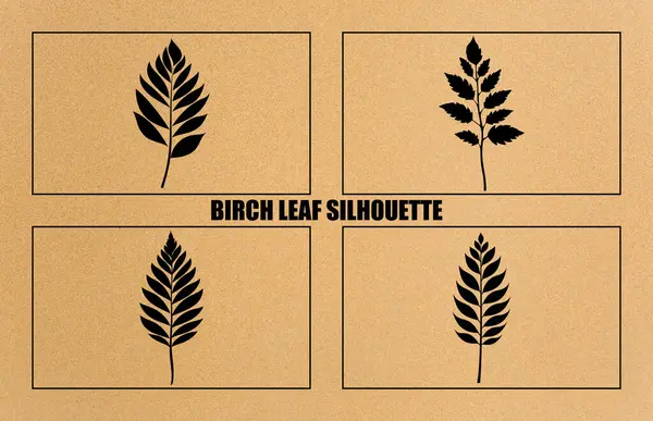バーチの葉のシルエット ドロップセットで溶ける バーチの葉のシルエット ブラッククリップパーツコレクション ベクターグラフィックス
