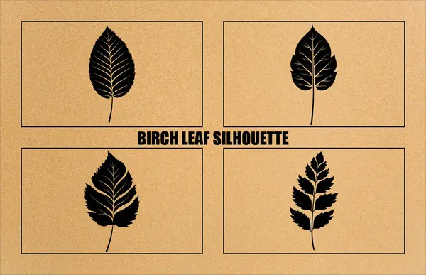 バーチの葉のシルエット ドロップセットで溶ける バーチの葉のシルエット ブラッククリップパーツコレクション ロイヤリティフリーストックベクター