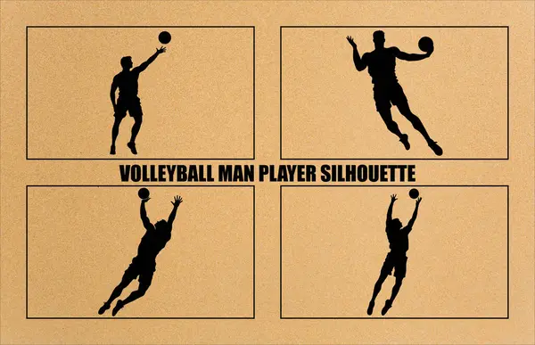 Voleybol oyuncuları siluetleri izole edilmiş vektör takım sporları ve plaj voleybolu