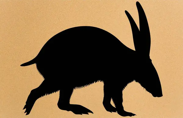Vector Logo Illustration Aardvark Walking Silhouette, Yer domuzu siluet vektörü, Vahşi Hayvan