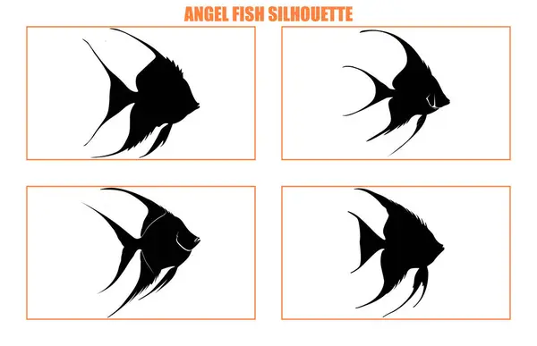 Kara Melek balık silueti, bir Melek balığı illüstrasyon klibinin siyah silueti.