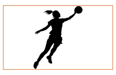 Hentbolcu kadın top silueti, Hentbol Oyuncuları silueti atar.