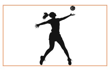 Hentbolcu kadın top silueti, Hentbol Oyuncuları silueti atar.
