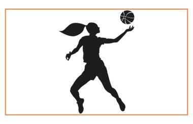 Hentbolcu kadın top silueti, Hentbol Oyuncuları silueti atar.