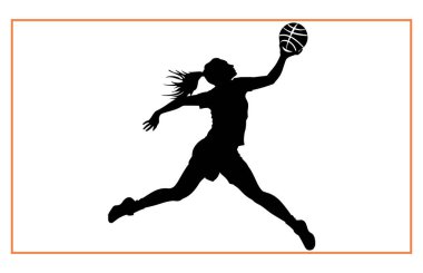 Hentbolcu kadın top silueti, Hentbol Oyuncuları silueti atar.