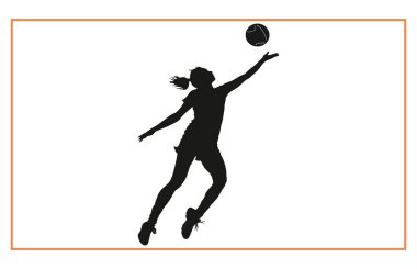 Hentbolcu kadın top silueti, Hentbol Oyuncuları silueti atar.