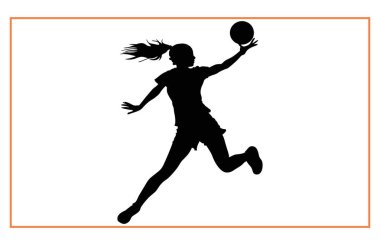 Hentbolcu kadın top silueti, Hentbol Oyuncuları silueti atar.
