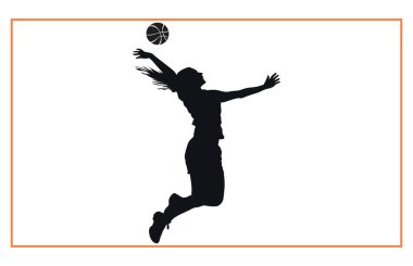 Hentbolcu kadın top silueti, Hentbol Oyuncuları silueti atar.