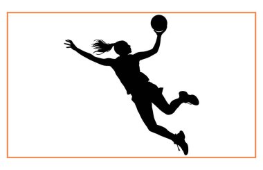 Hentbolcu kadın top silueti, Hentbol Oyuncuları silueti atar.